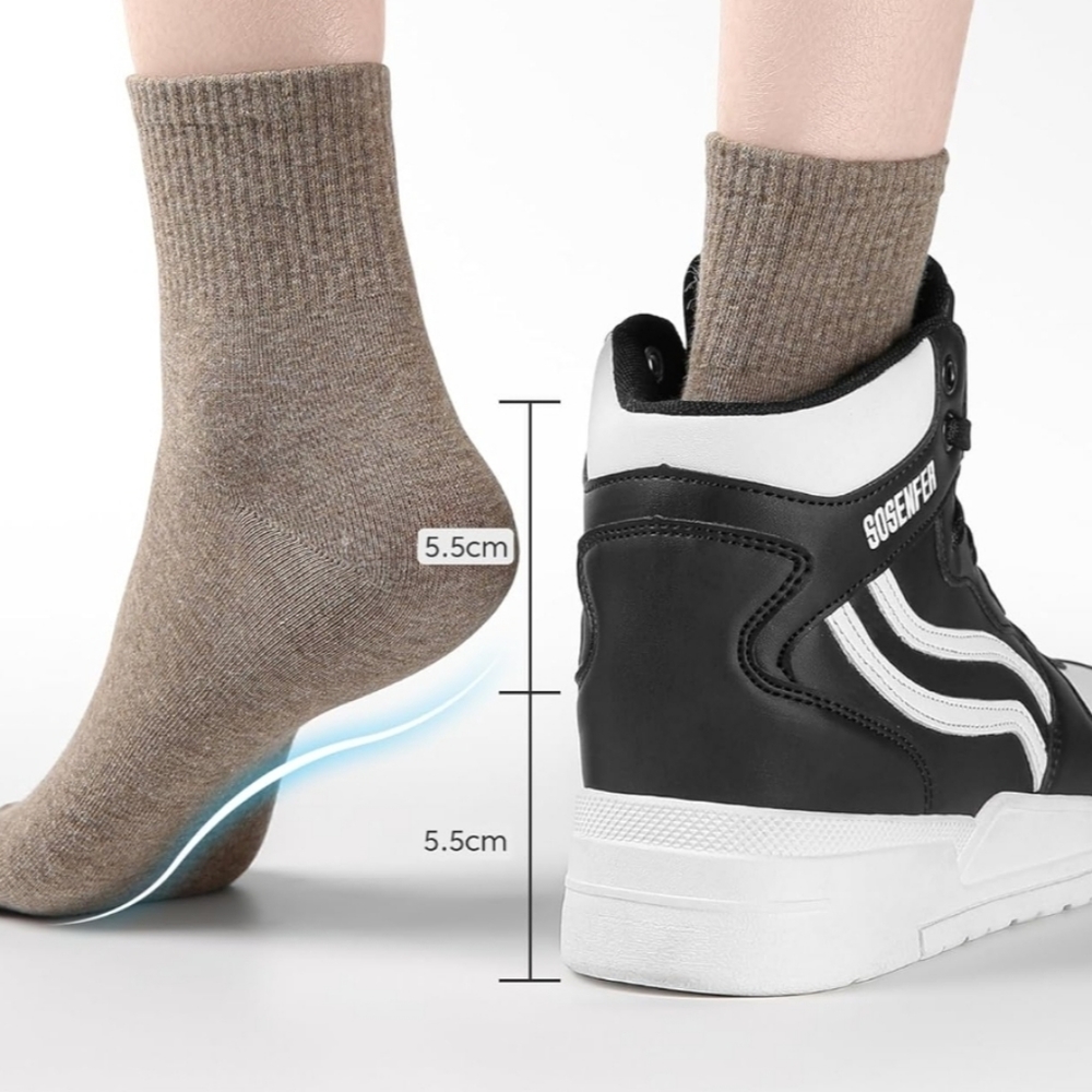 Sosenfer Womens Wedge Sneakers High Top Wedge Sneakers Hidden Heel Comfort Lace‎ - Picture 7 of 7